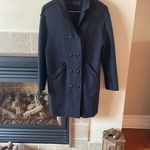 Zara Navy Double-Breasted Pea Coat